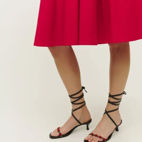 NEW REFORMATION Made In Brazil Leather Carina Lace Up Mid Heel Sandals 725 15j8 - Picture 9 of 10